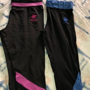 Black w blue and pink workout sweatpants